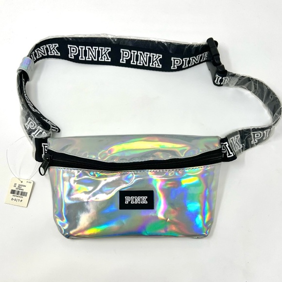 🔥VS PINK Iridescent Silver Fanny Pack Belt Bag - Picture 3 of 9